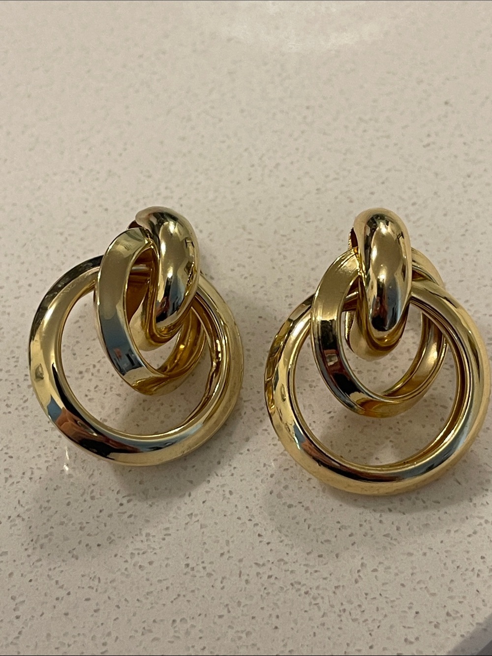 Gold-Tone Triple Hoop Drop Earrings